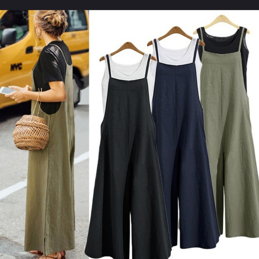 Solid Tank Jumpsuit. Color Sage